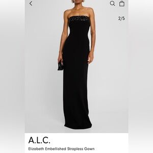 A.L.C. Elizabeth Embellished Strapless Gown Black